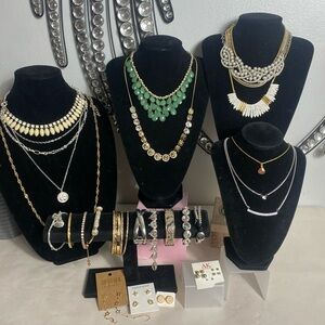 Modern Gold Tone Rhinestone Jewelry Lot, J Crew, Talbos, Stella,#555
